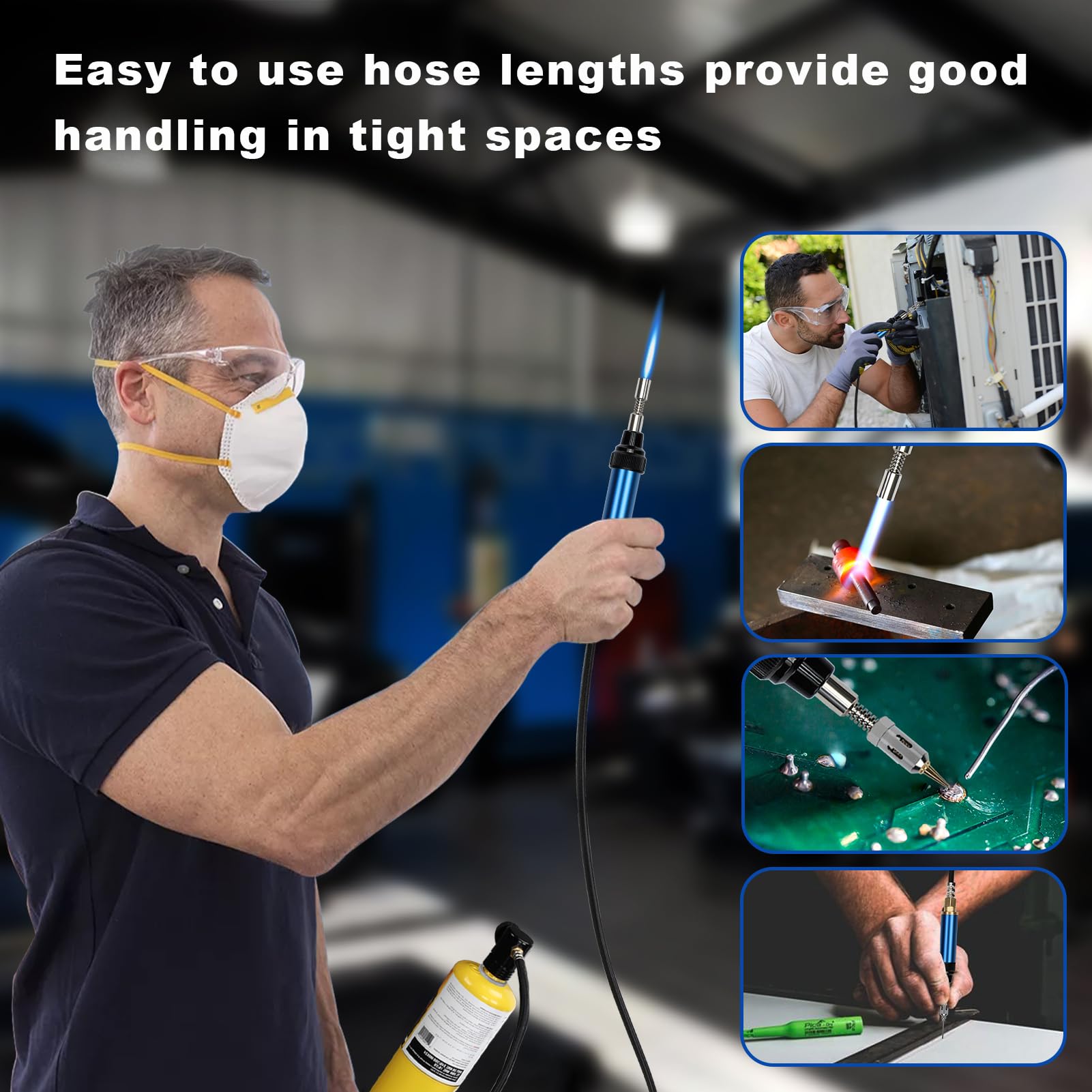 BlueFire torch with CGA600 connection for propane and MAP gases.