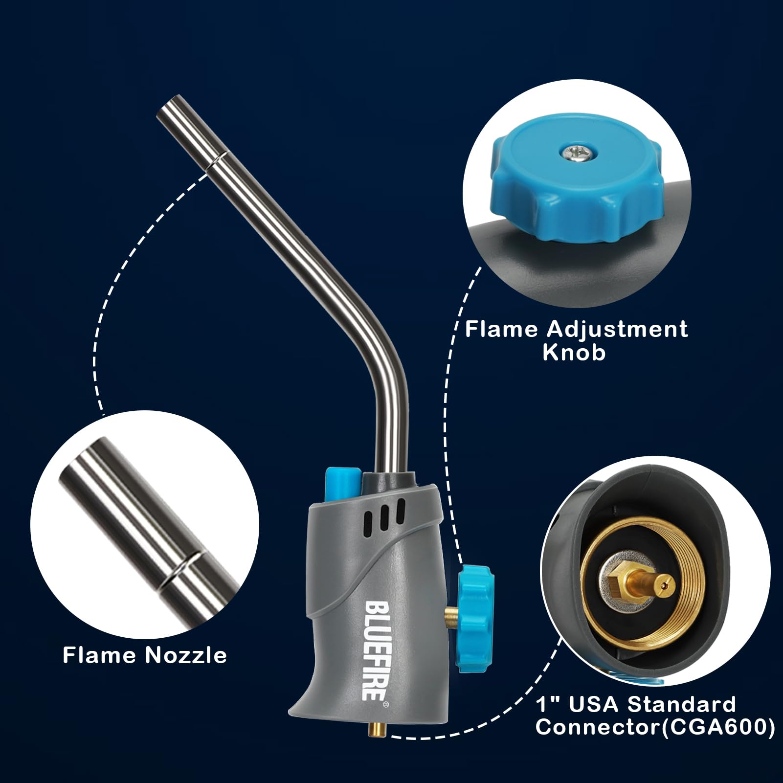 BlueFire MRS-7014B brass regulator valve delivers durable gas flow.