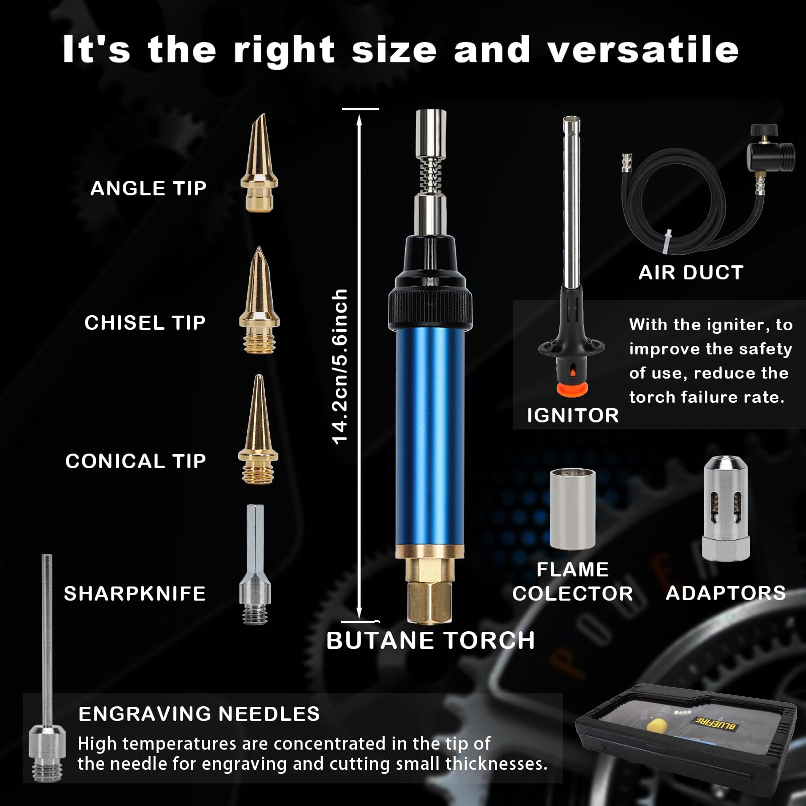 BlueFire six replaceable heads kit for various soldering tasks.