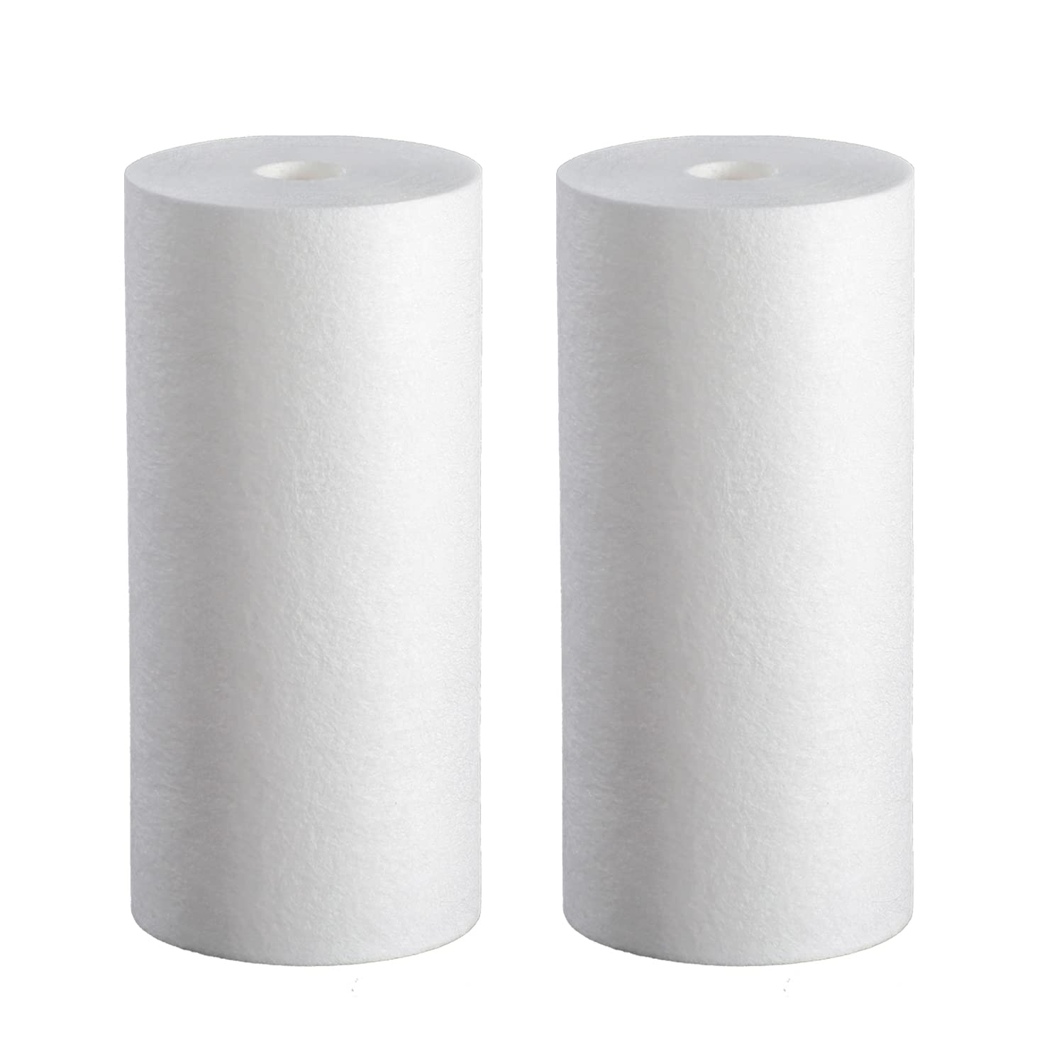 BLUEFLO 10-inch sediment filter 2-pack, front view, ready for standard housings