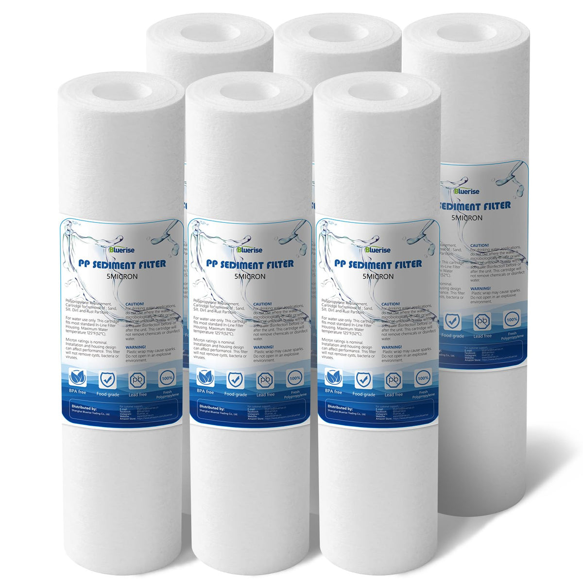 BLUERISE 5 micron sediment filter for 10x2.5 RO units improves water clarity