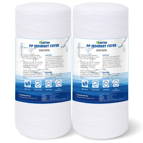 BLUERISE 5-micron sediment filter in 10in x 4.5in for safer tap water.