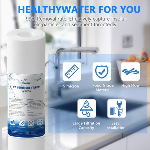 BLUERISE city water optimized sediment filter reduces sediment for daily family use