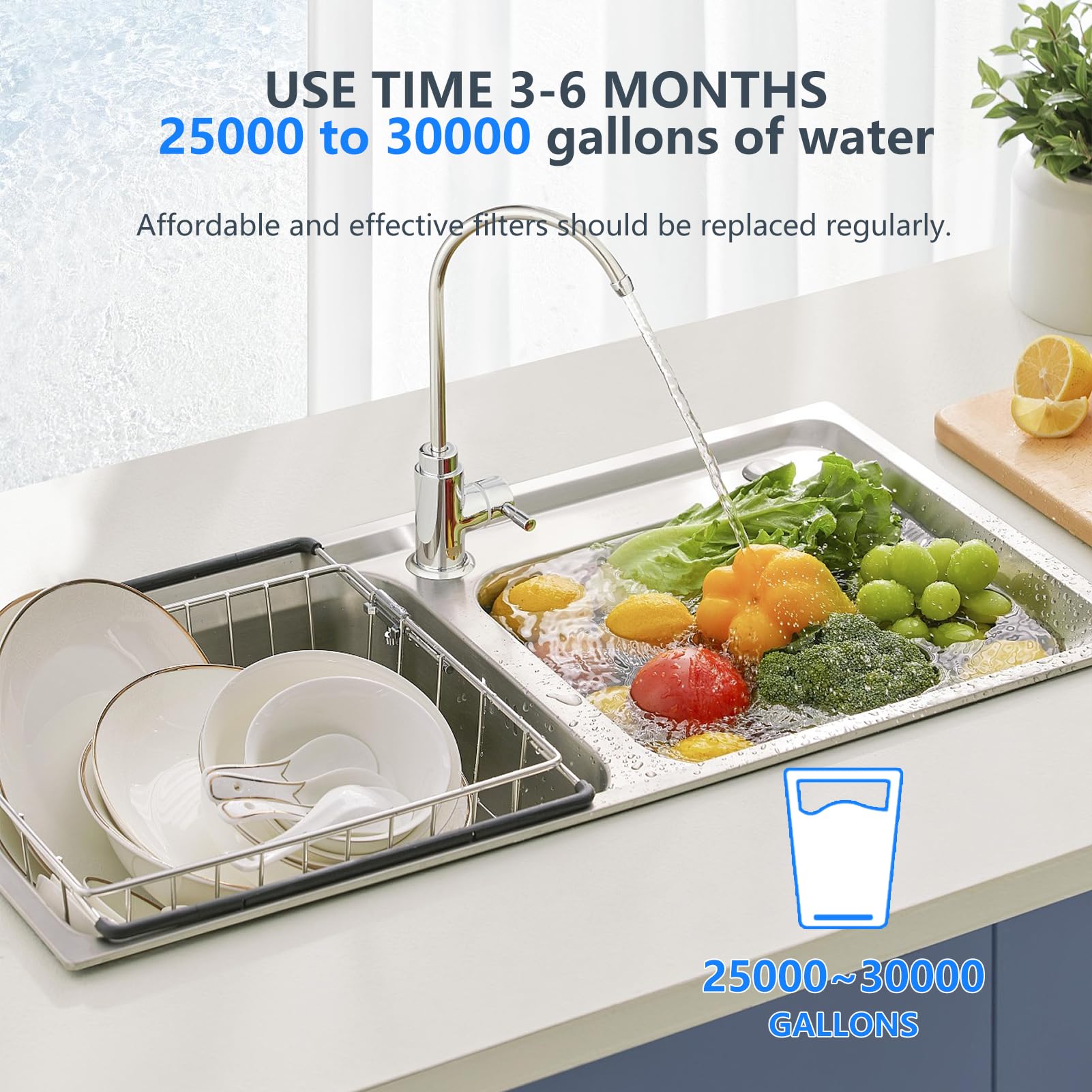 BLUERISE filtration cartridge in RO setup for better water clarity.
