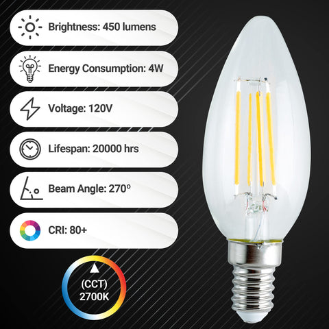 BlueStars E14 bulb for wall sconces provides reliable non-dimmable warm light.