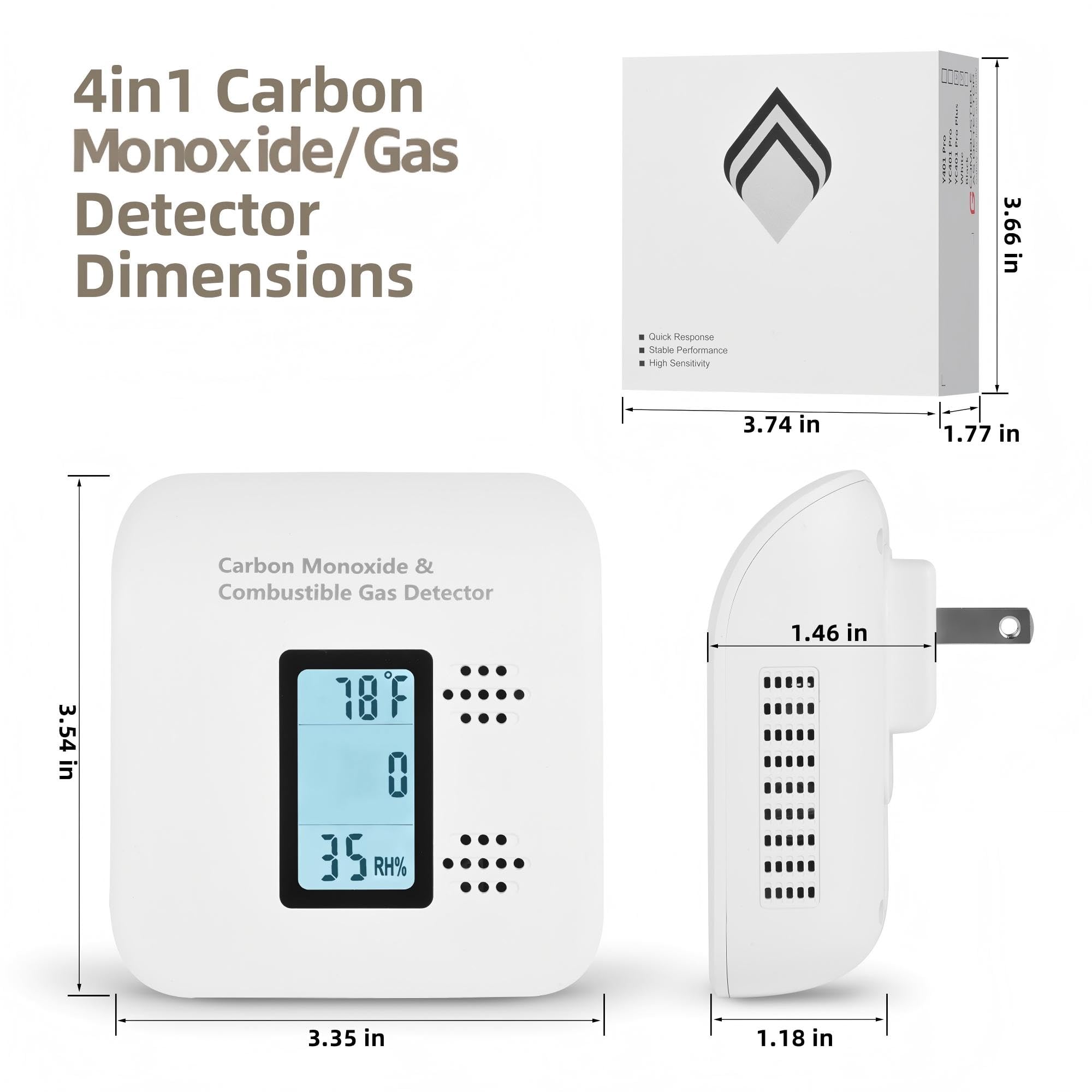 Bluevortex Travel CO Detector high-sensitivity sensor supports real-time monitoring.