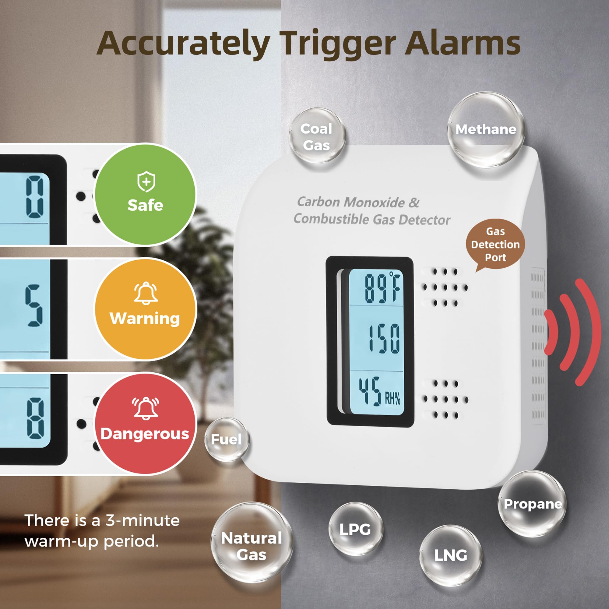 Bluevortex Travel CO Detector slim profile fits tight spaces without clutter.