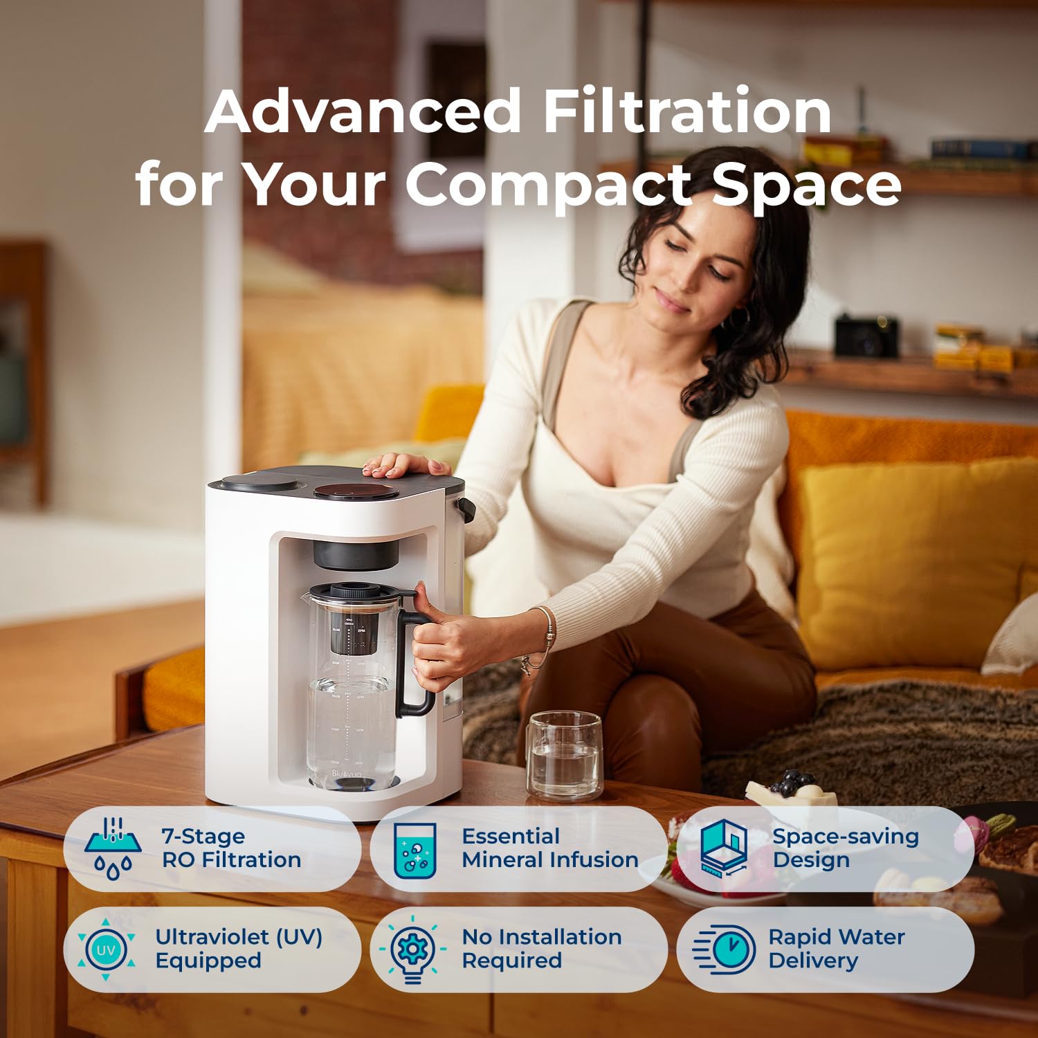 Bluevua glass carafe providing safe storage and daily hydration