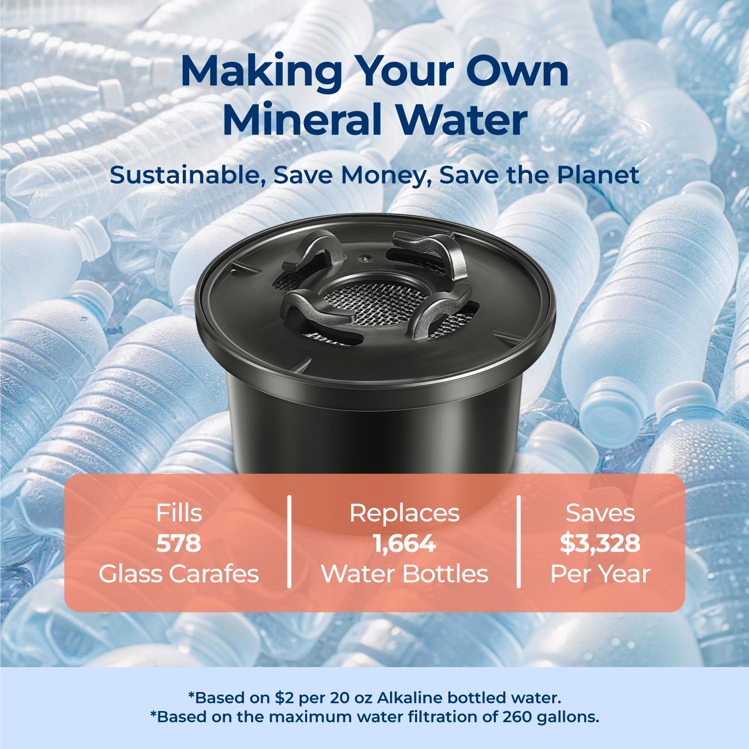 Bluevua pH-boost water increases alkalinity for a smoother taste.