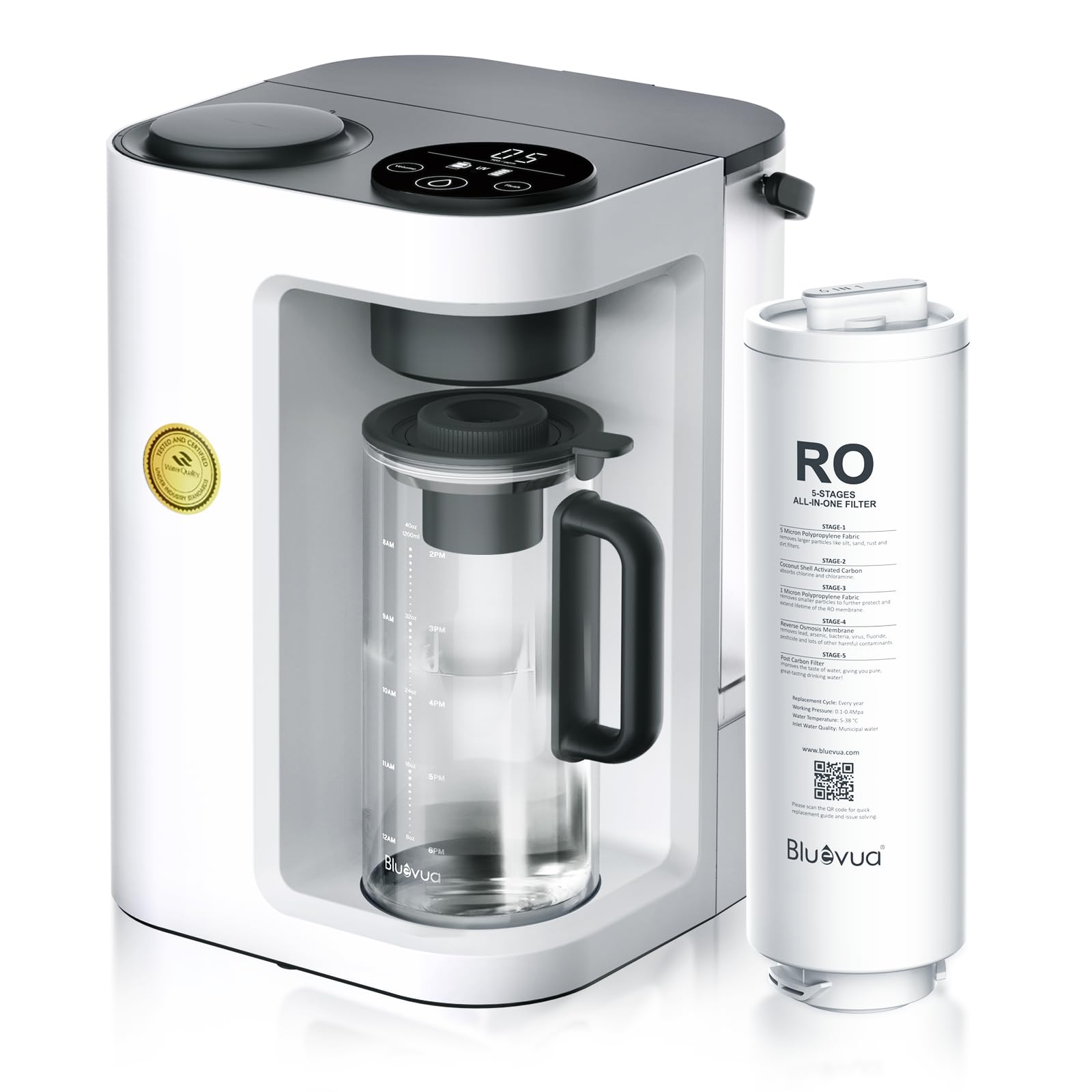 Bluevua RO100ROPOT-Lite UV countertop unit on the counter for pure water at home