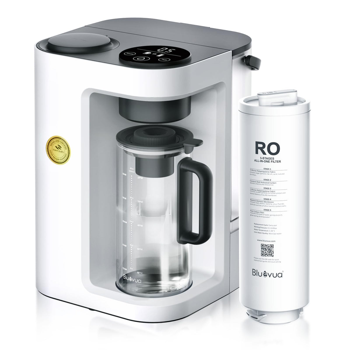 Bluevua RO100ROPOT-Lite UV countertop unit on the counter for pure water at home