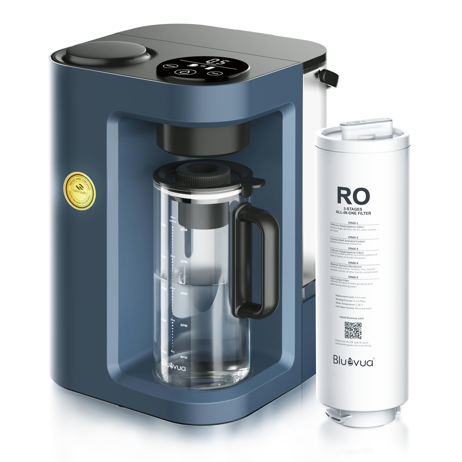 Bluevua RO100ROPOT-Lite carafe setup for easy home purification