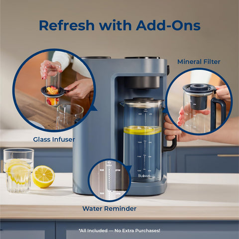 Bluevua RO100ROPOT-Lite fruit infuser attached for flavored hydration