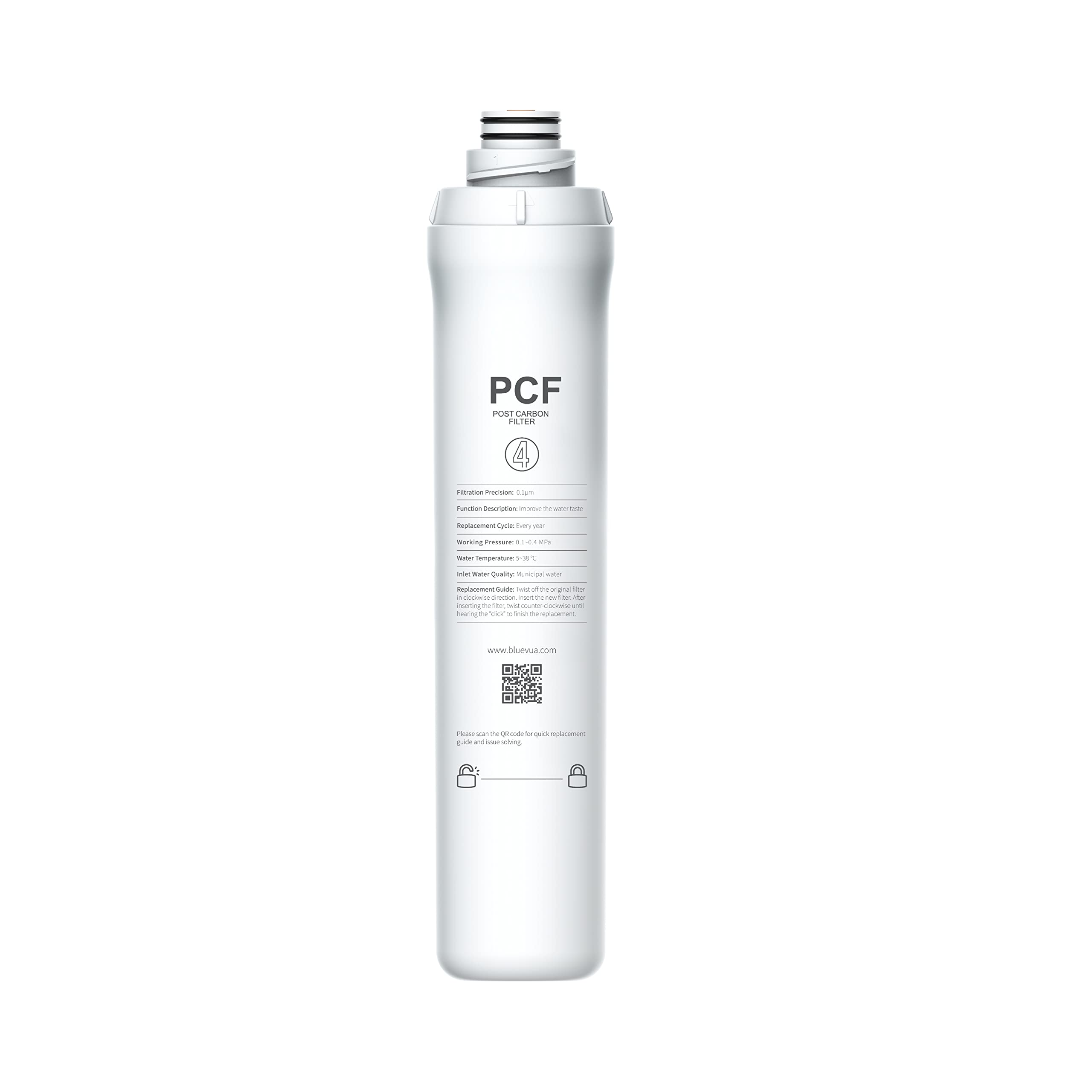 Bluevua ROPOT PCF filter post-carbon for RO100ROPOT removes odors for cleaner tasting water.