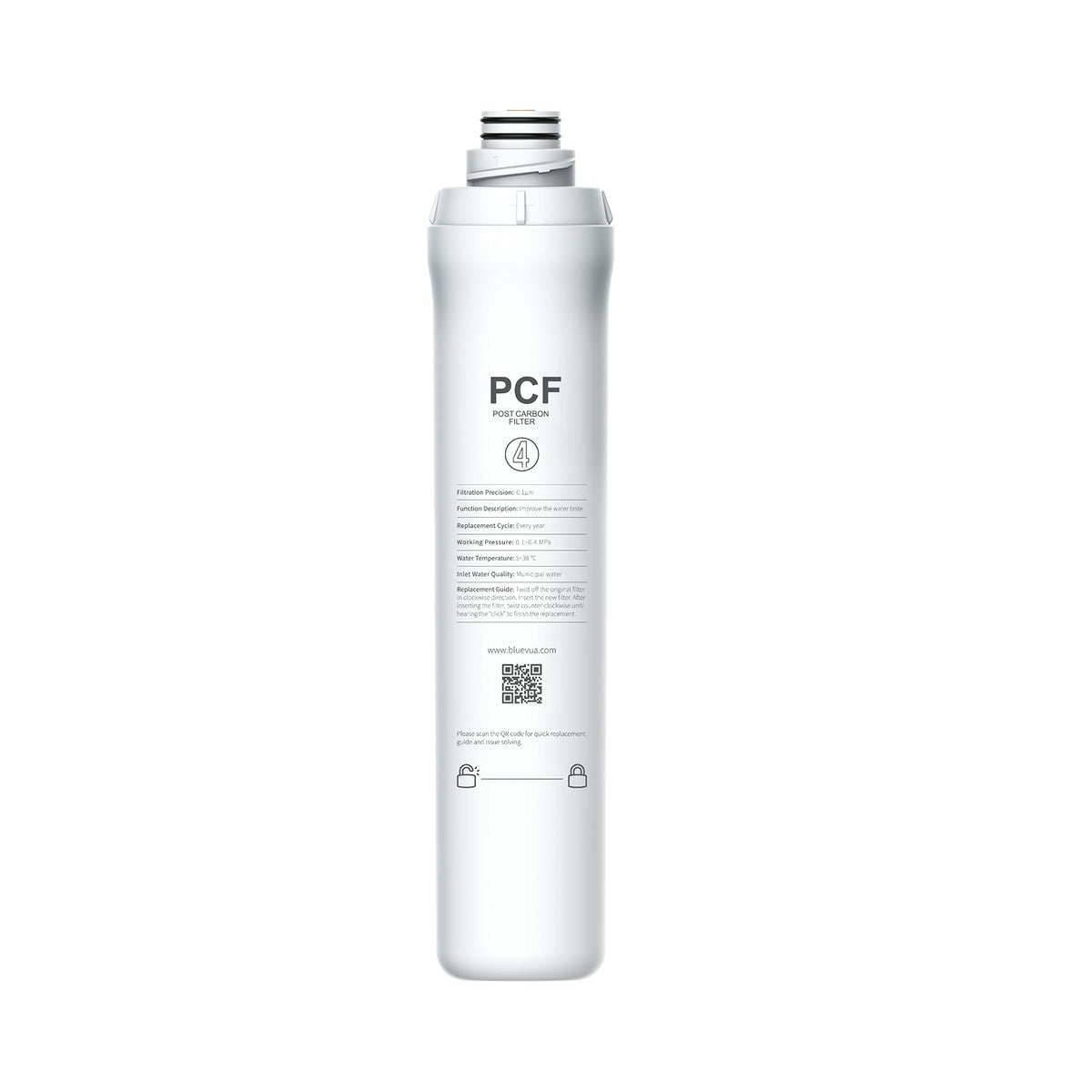 Bluevua ROPOT PCF filter post-carbon for RO100ROPOT removes odors for cleaner tasting water.