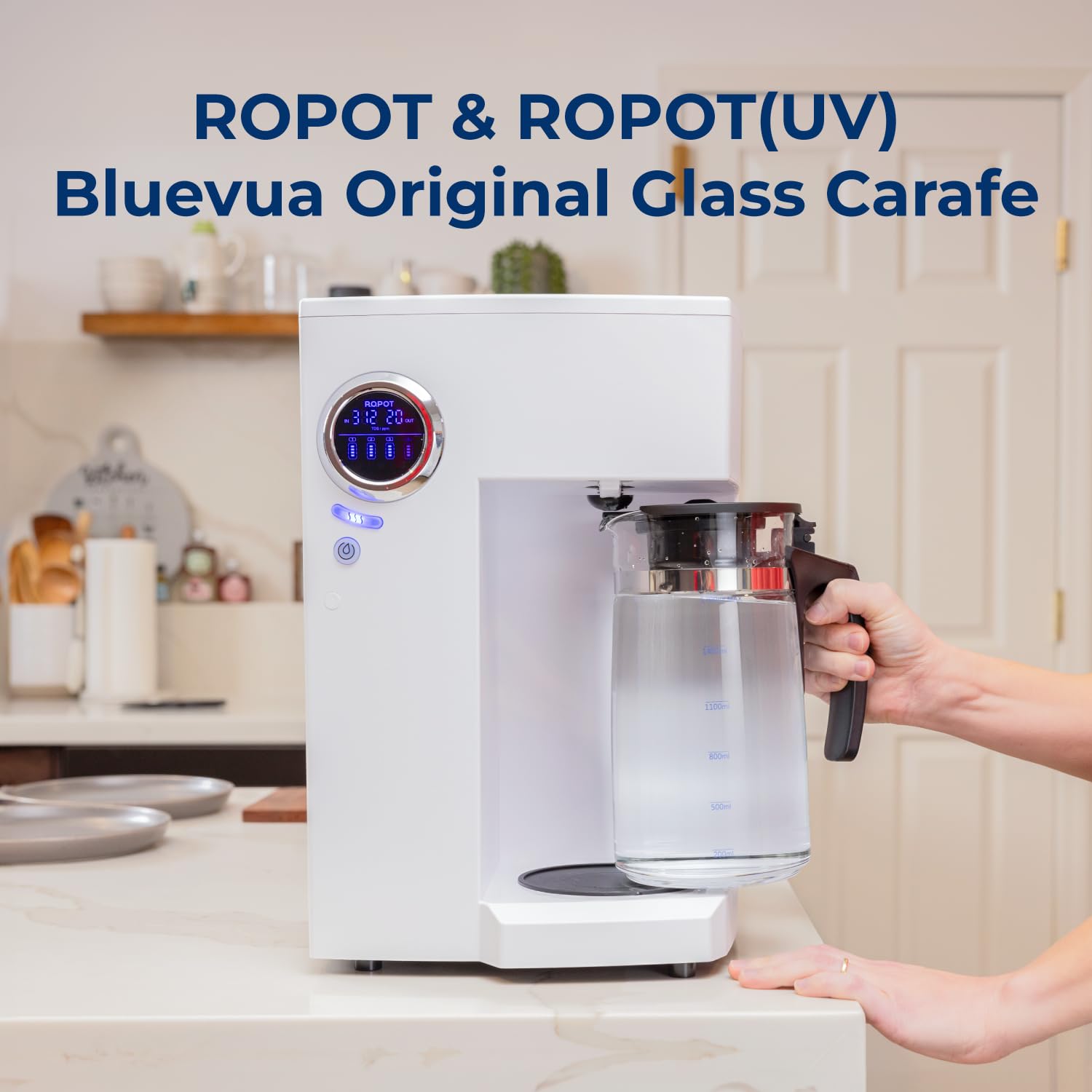 Bluevua Ropot100 replacement jar shown for easy top-up and continued filtration.