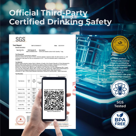 Bluevua safety certifications by WQA and SGS ensuring safe filtration