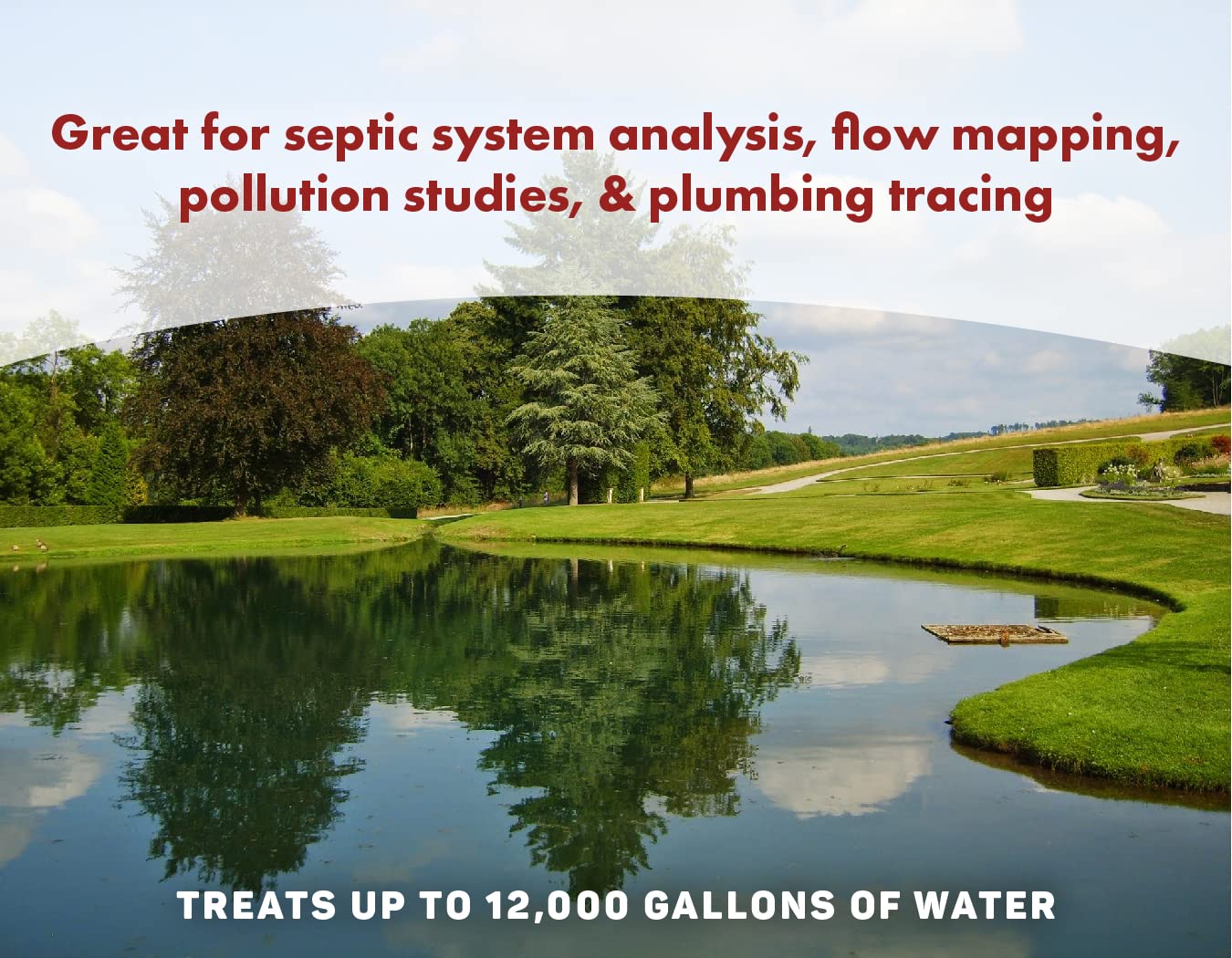 Bluewater Concentrated Red Tracer Dye in gallon container ready for septic system analysis