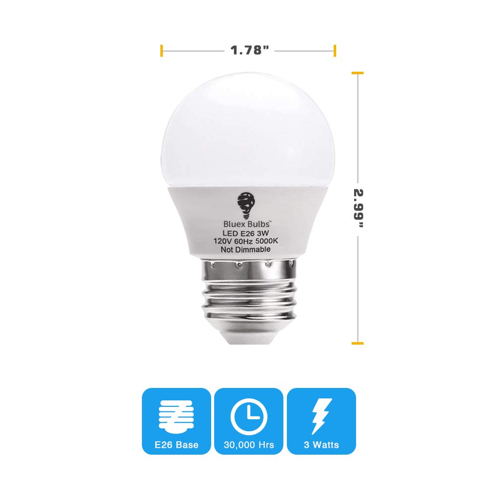 BlueX 3W G14 LED globe daylight 5000K for bright, efficient illumination.
