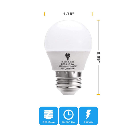 BlueX 3W G14 LED globe daylight 5000K for bright, efficient illumination.
