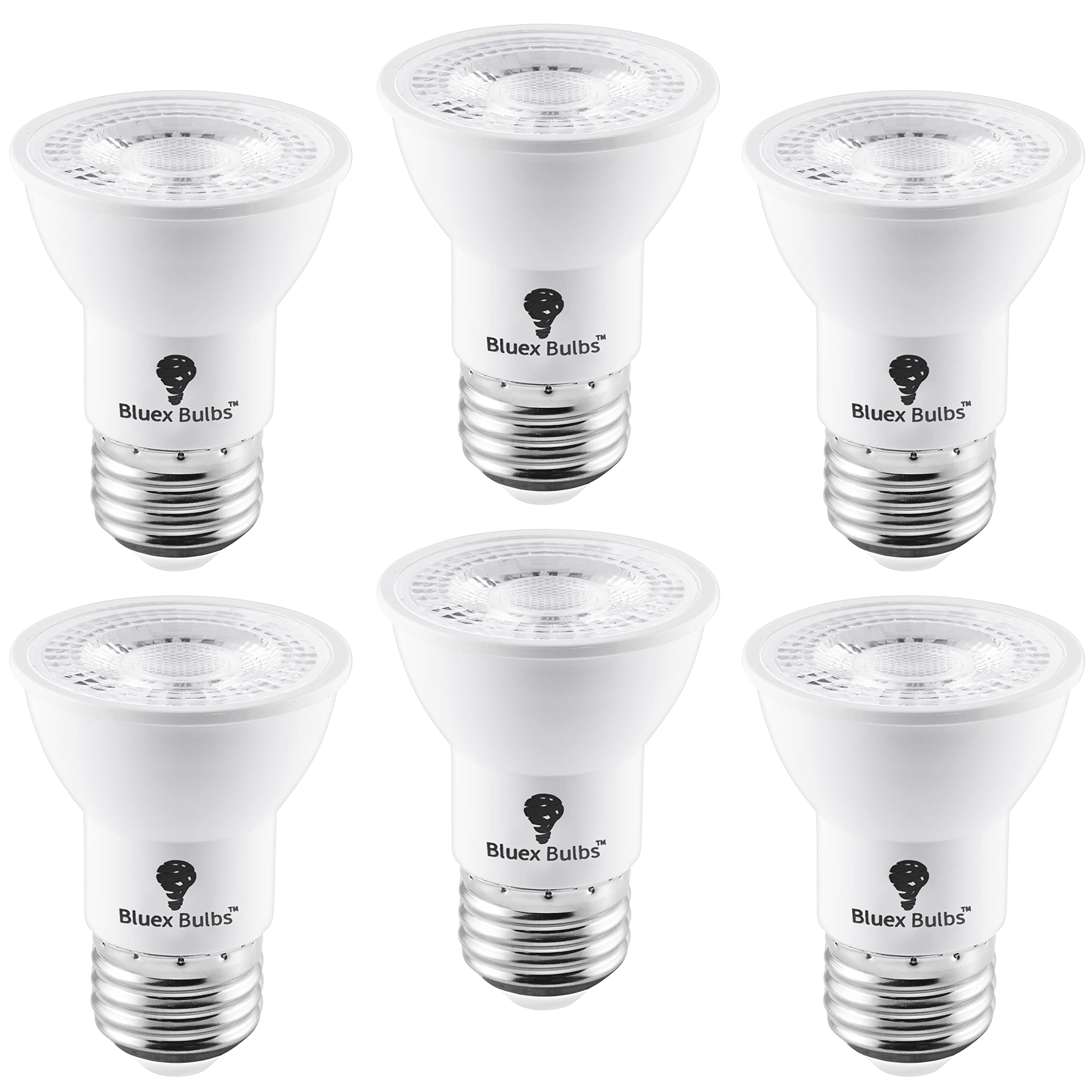 Bluex Bulbs PAR16 LED long-neck 7W bulb for track lighting and dimmable ambiance.