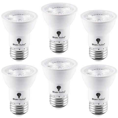 Bluex Bulbs PAR16 LED long-neck 7W bulb for track lighting and dimmable ambiance.