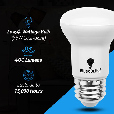 Bluex Bulbs R16 LED mini flood bulb close-up demonstrates dimmable performance for versatile lighting.