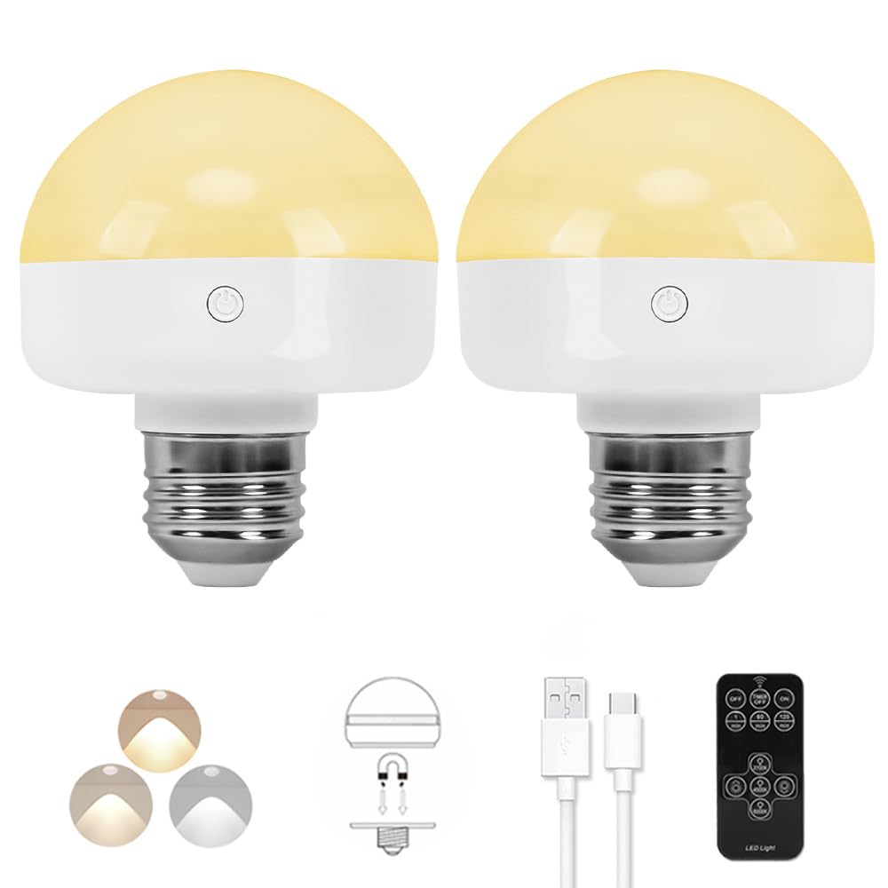 BLUEYE rechargeable bulb with remote control for adjustable brightness and color temperature.