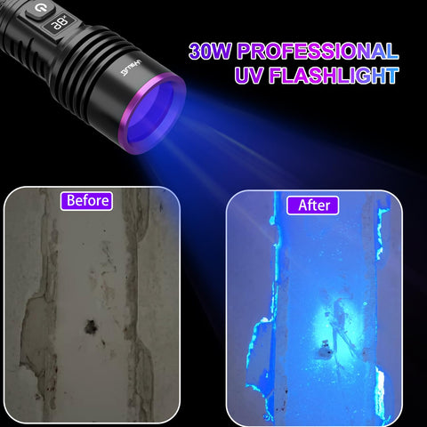 BlueYu 365nm UV flashlight compact design for easy handheld use in tight spaces