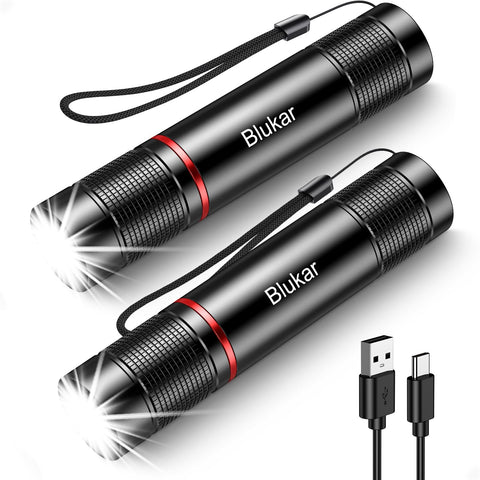 Blukar LED flashlight 2-pack front view, compact daily illumination.