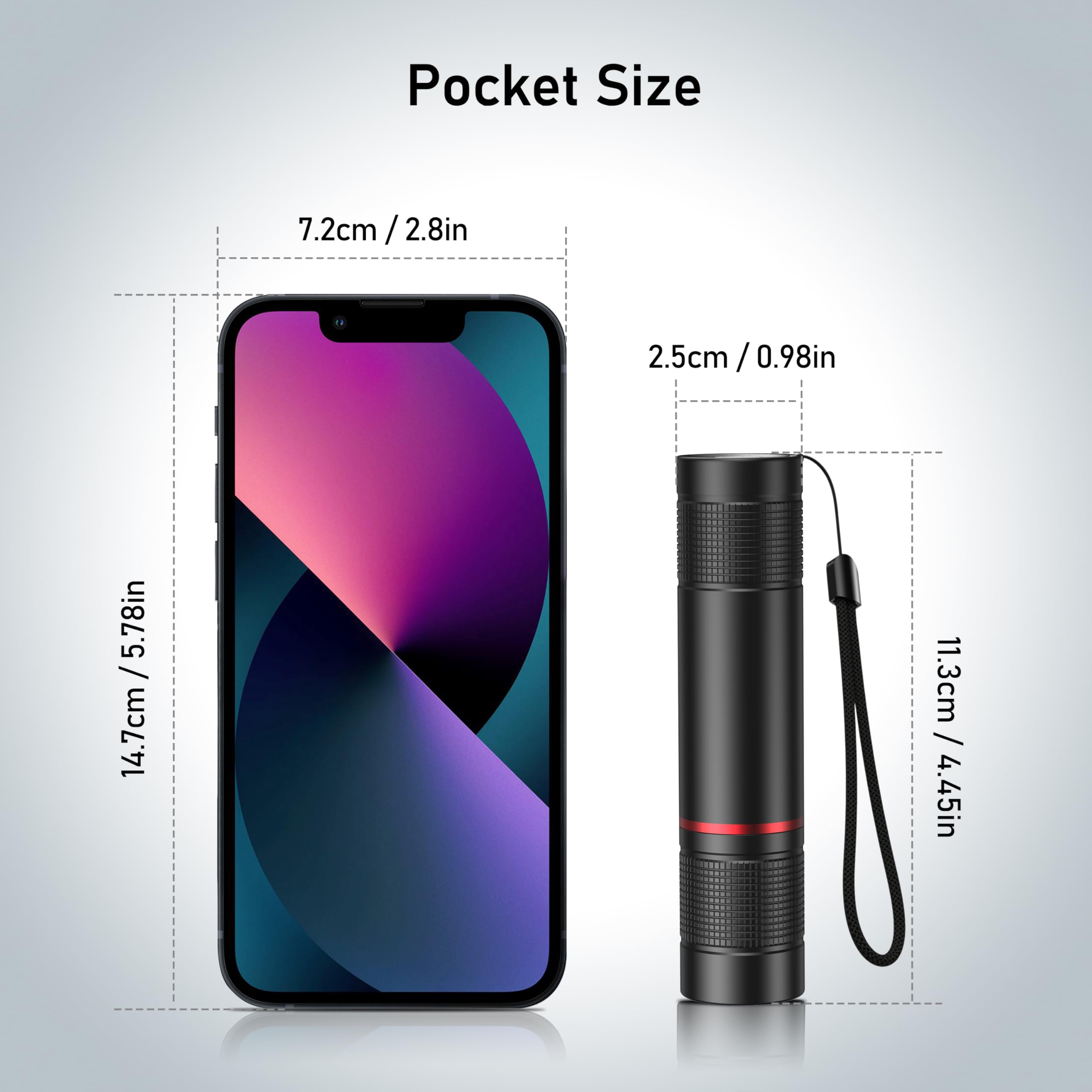 Blukar pocket-size design, two flashlights in kit, ideal travel companion.