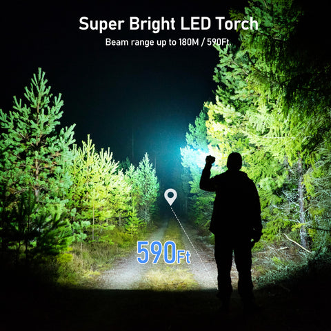 Blukar rechargeable flashlights side view, easy pocket carry for travel.
