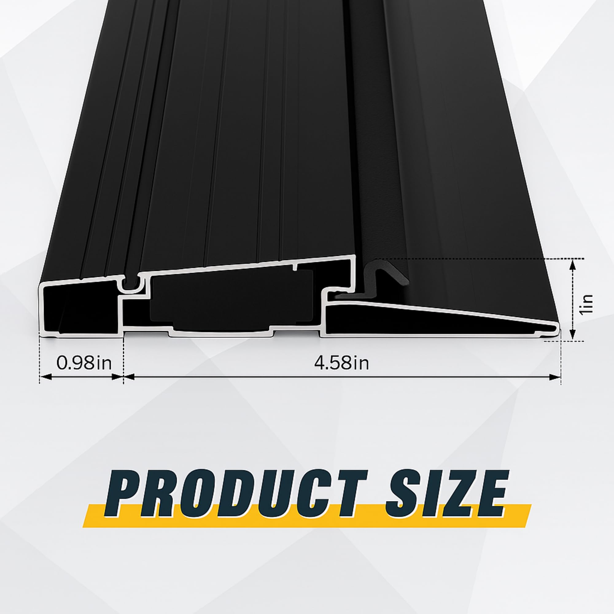 Blulu 36-inch aluminum exterior threshold, front view, with a sleek black finish.