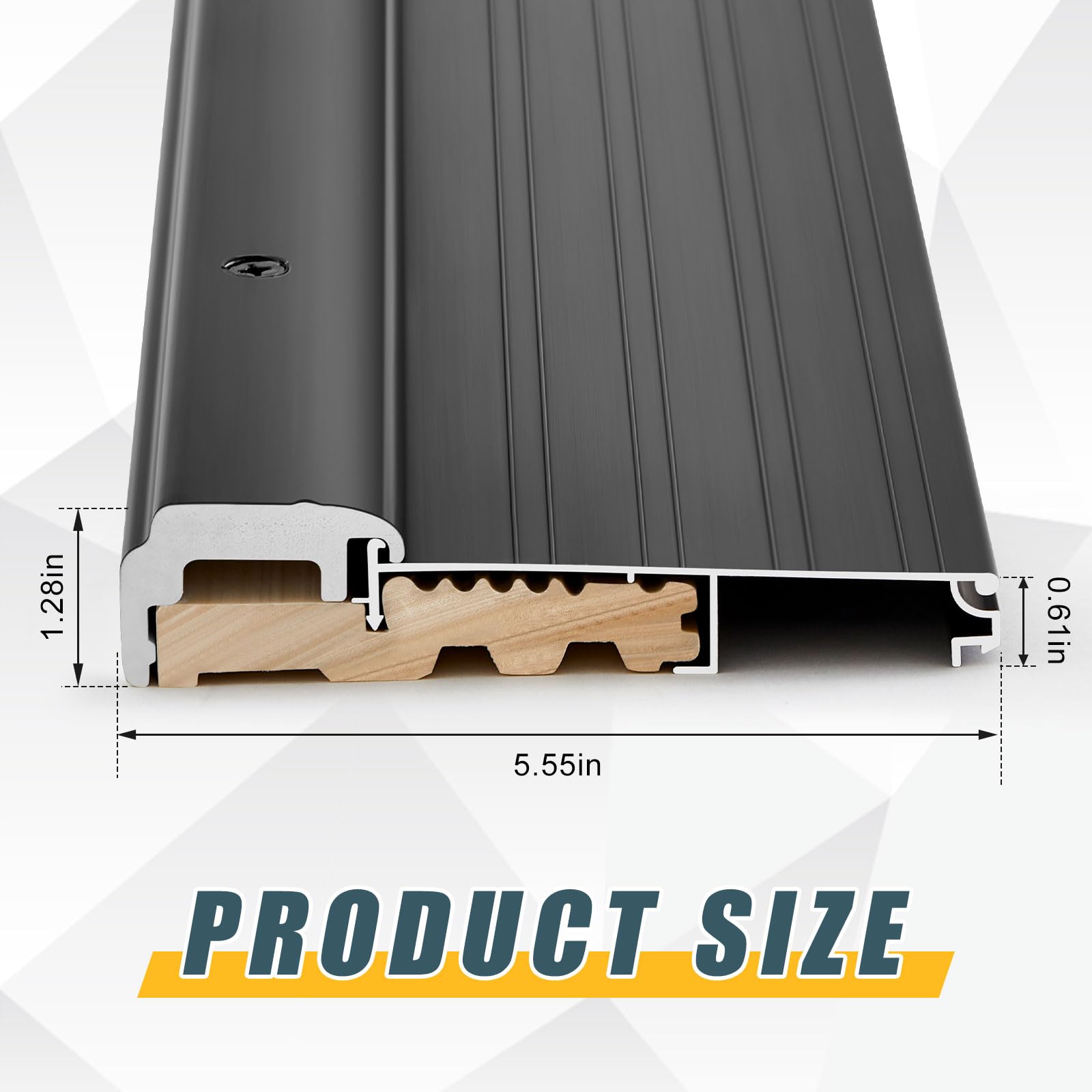 Blulu 36in aluminum exterior threshold side profile highlights sturdy construction