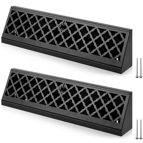 Blulu baseboard vent cover front view in black, blending with modern interiors.
