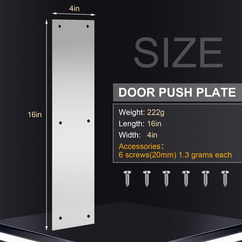 Blulu door push plates with screws ready for installation