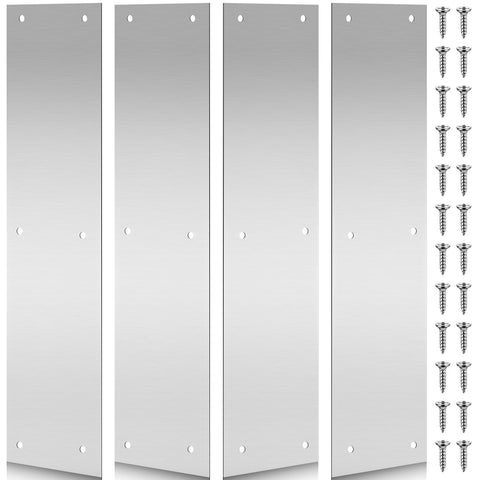 Blulu brushed-steel door push plate protecting a busy entryway