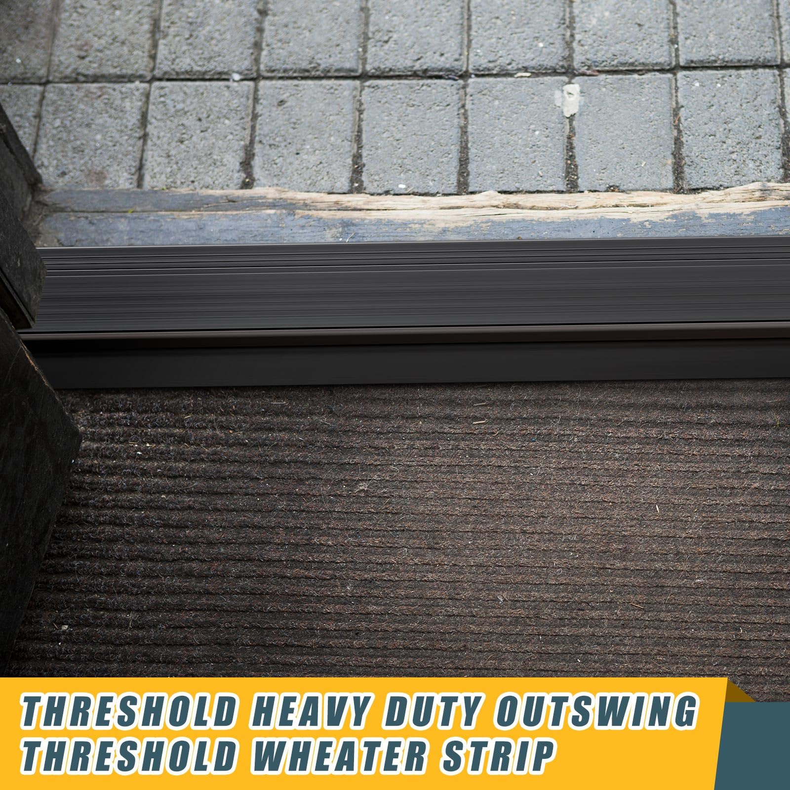 Close look at durable aluminum body of Blulu threshold for high traffic use.