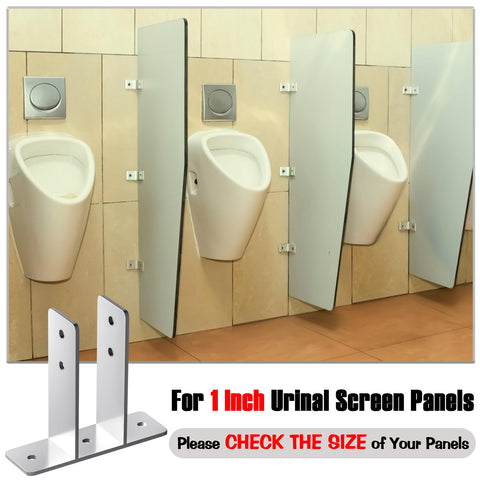 Chrome restroom partition hardware compatible with 1-inch panels