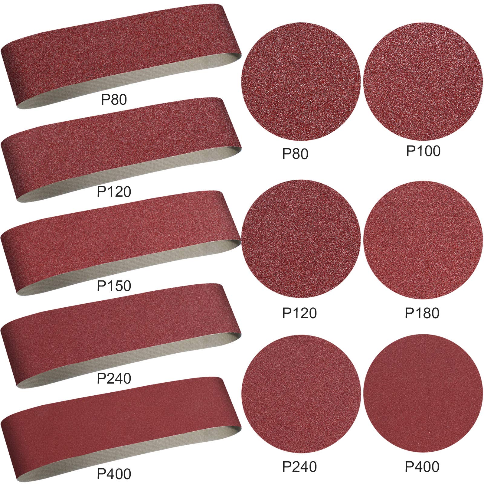 Blulu sanding belts and discs set overview for bench sander.