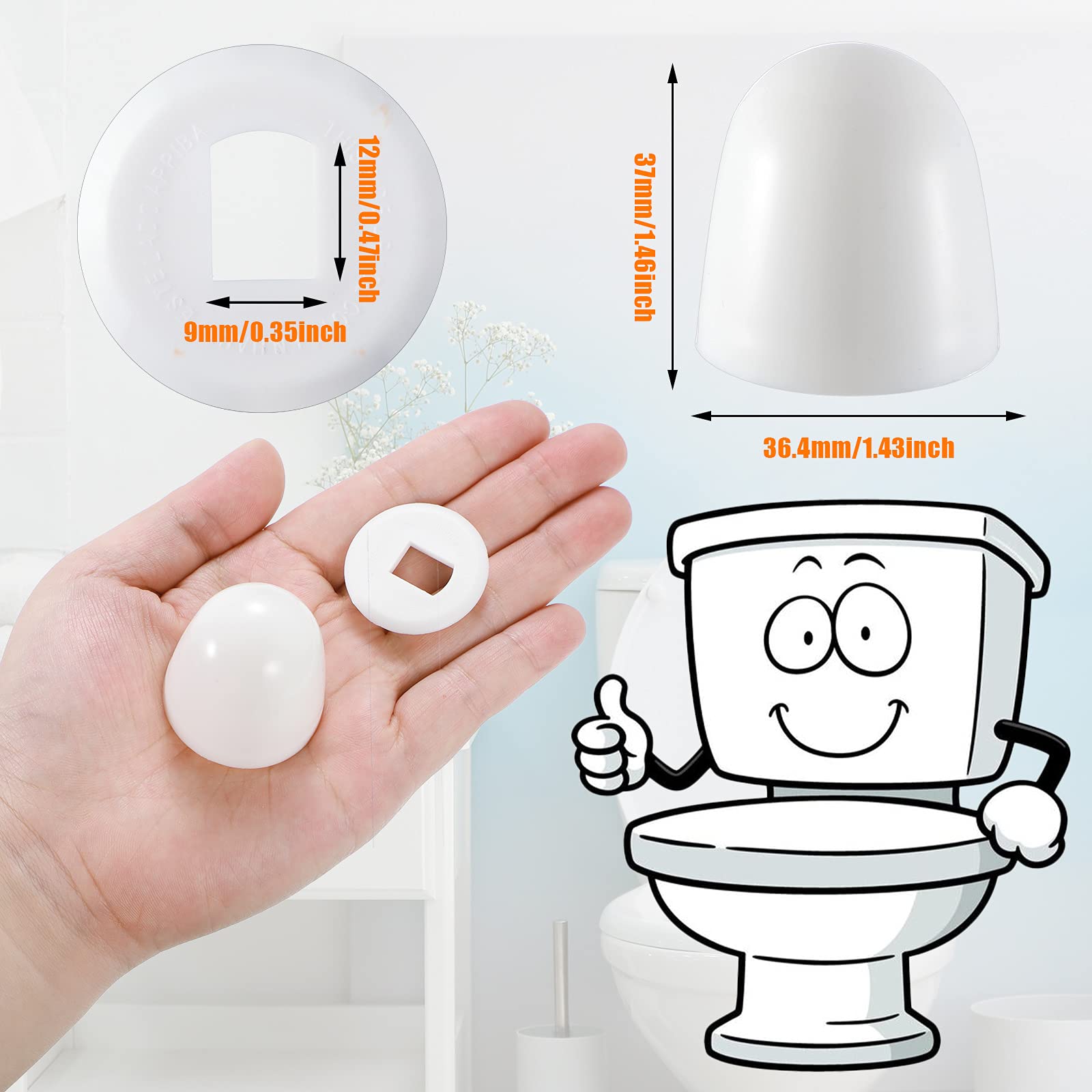 Blulu cap cover installed over toilet bolts hiding hardware securely.