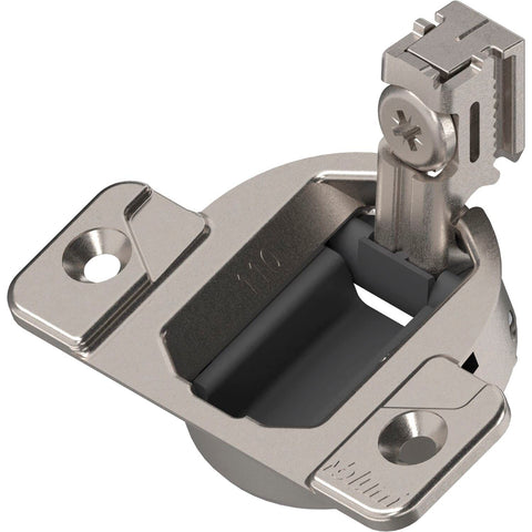 Blum 110° self-closing compact 33 hinge — front view shows concealed mounting