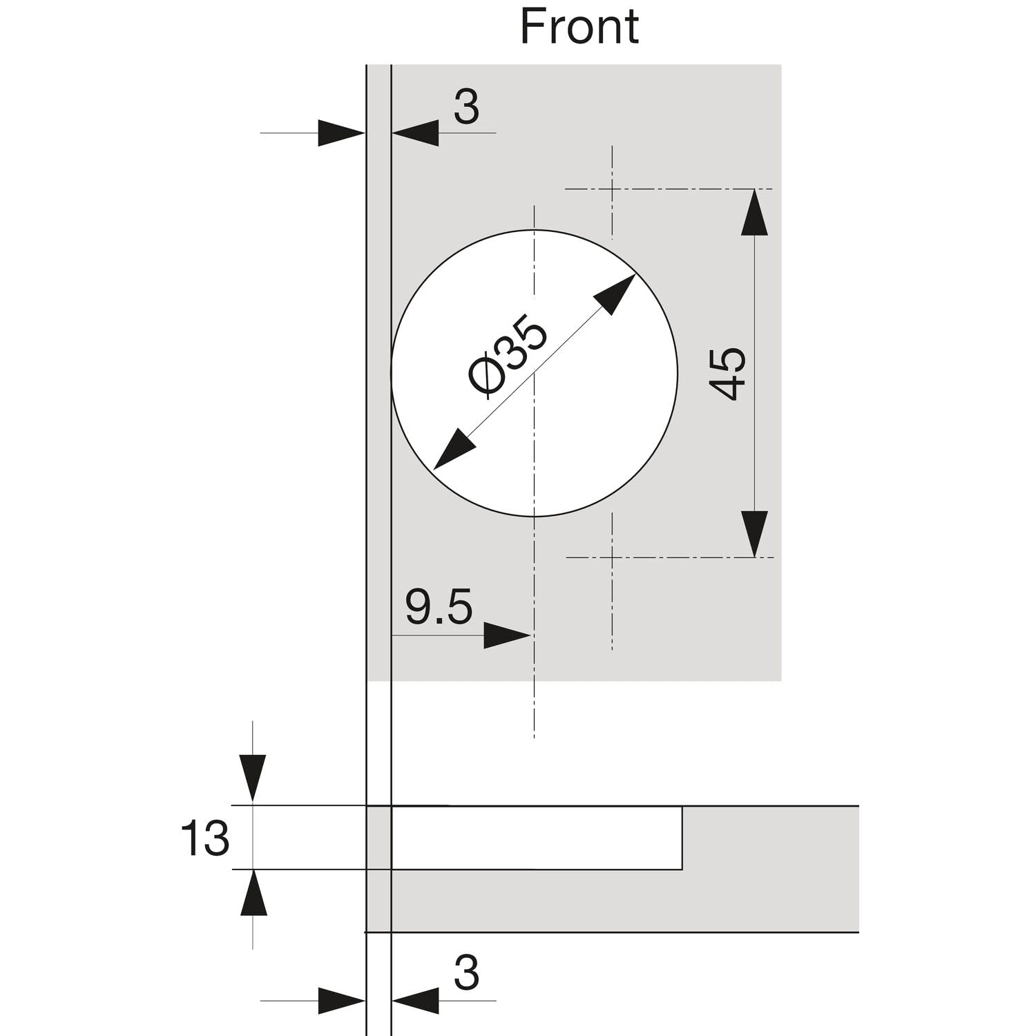 Blum 110° hinge installed on door demonstrating quiet close and clean profile