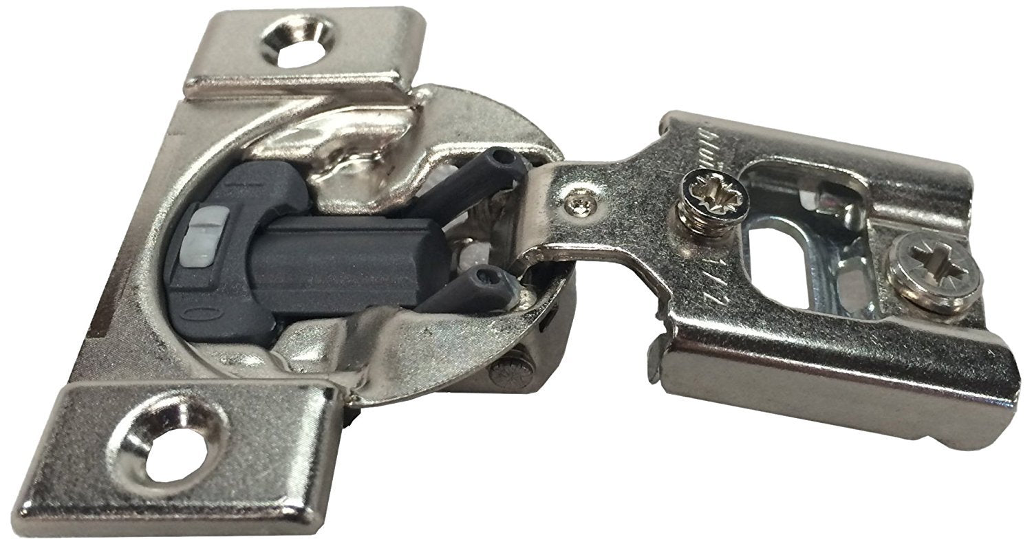 Blum 38N355BE08x10S hinge with nickel finish offering soft-close action for face-frame cabinets