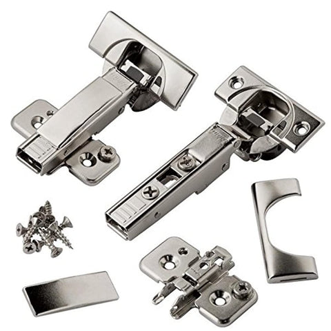 Blum Blumotion 8-pack hinges with mounting plates for frameless cabinets offering smooth, quiet self-closing