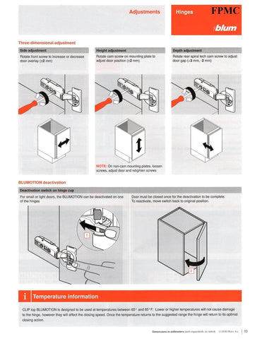 Blum Clip Top 110-degree hinge opened for inset doors