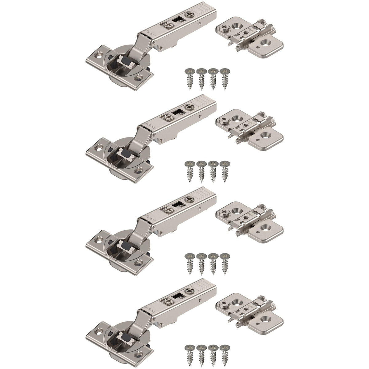 Blum Clip Top BLUMOTION hinge kit with full overlay opens to 110 degrees on frameless cabinets