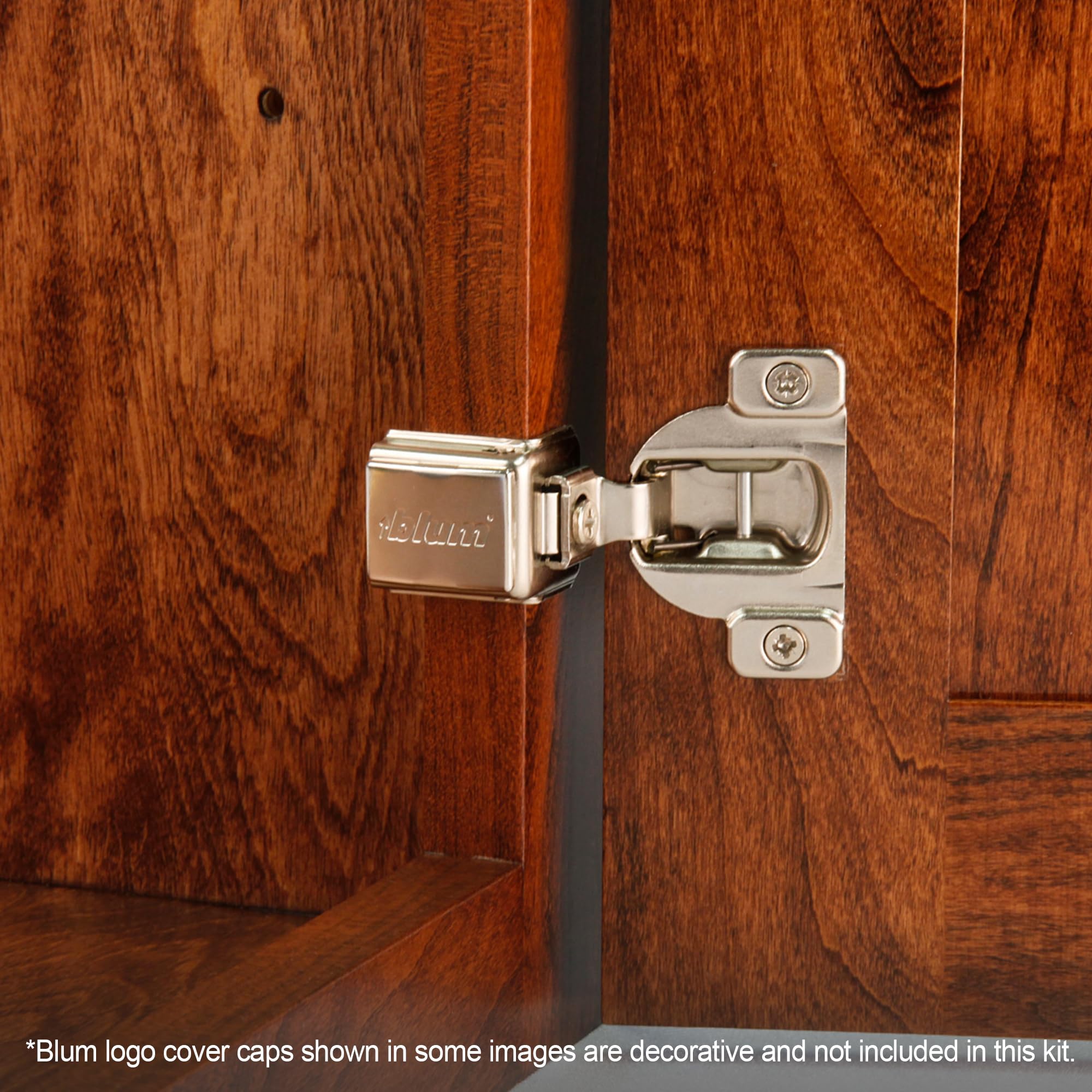 Blum Compact hinge one and a quarter inch overlay for full coverage on face-frame doors