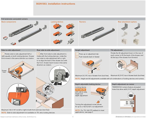 Rear mounting brackets enable precise face frame installation with Blum TANDEM