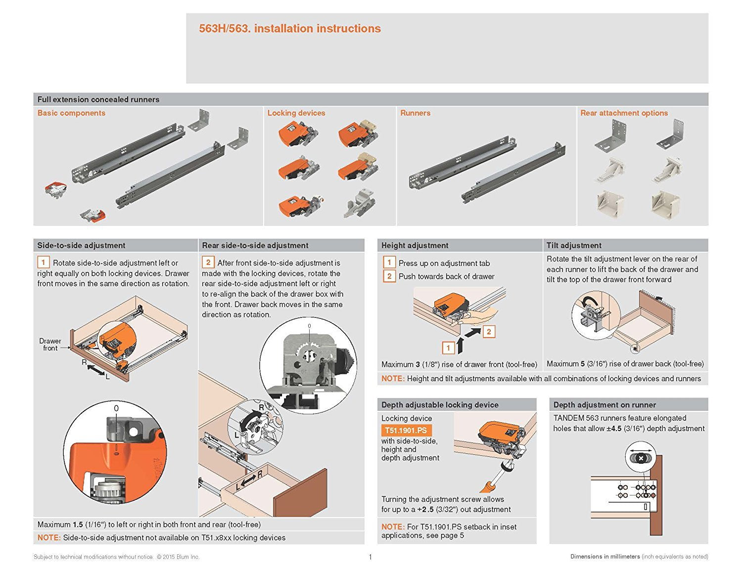 Four-dimensional Blum Tandem adjustment enables precise alignment of drawers